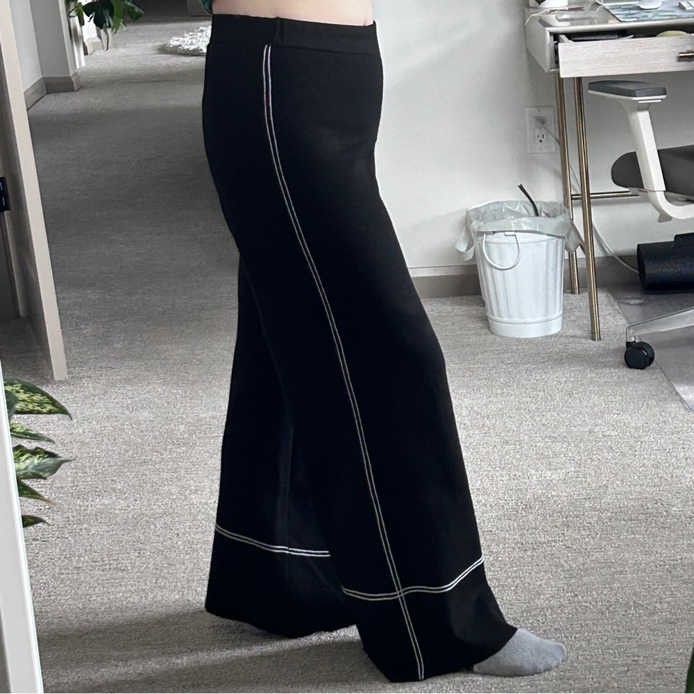 Zara Black Wide Leg Pant with Contrast Stitching